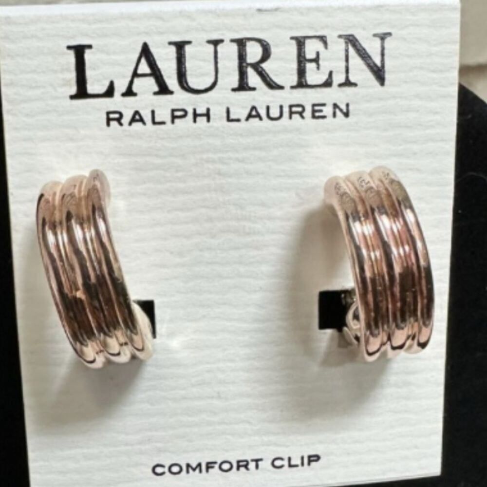 Lauren Ralph Lauren Rose Gold Tone Clip On Earrings NWT